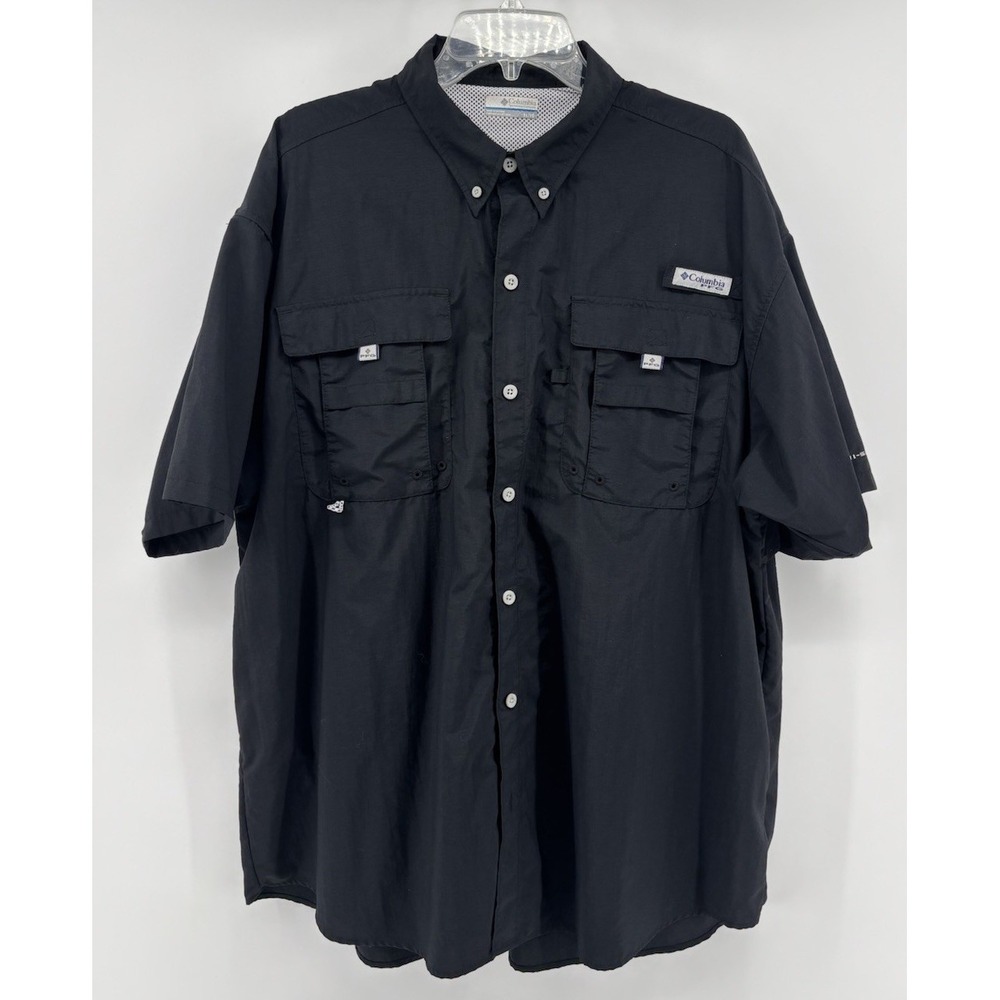 Columbia PFG Bahama Shirt Mens XL Black Omni Shade Vented Short Sleeve FM7047